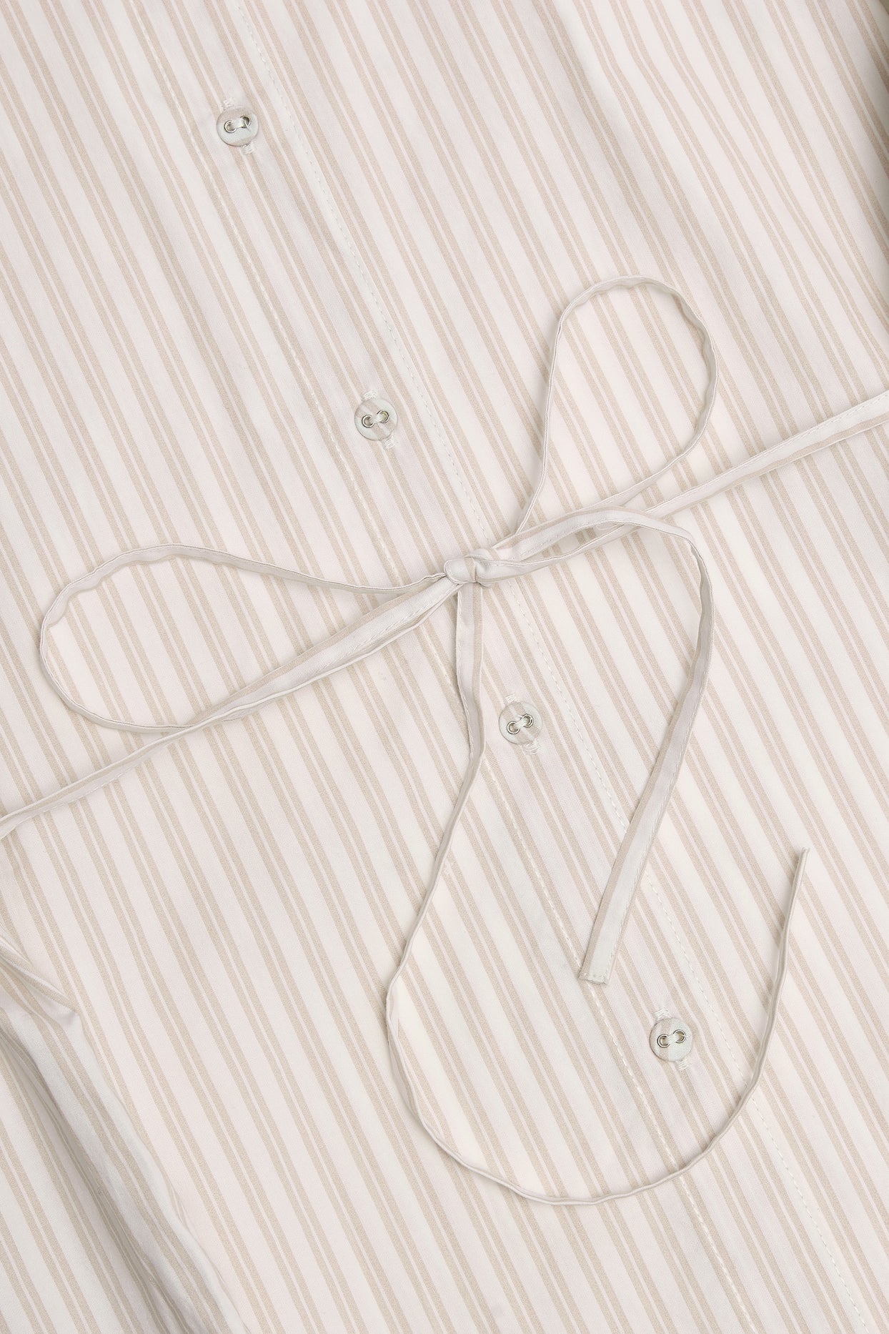 Oversized Cotton-Poplin Shirt in Taupe Stripe - 5