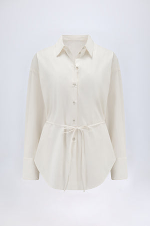 Oversized Cotton-Poplin Shirt in White