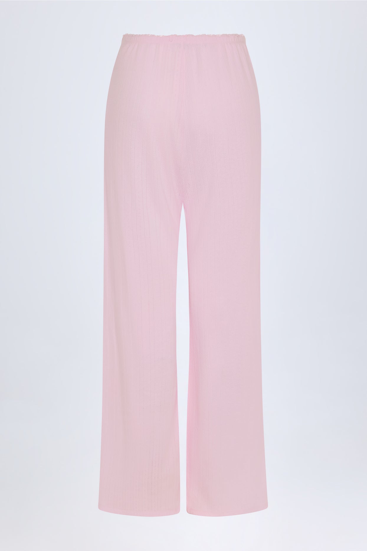 Pointelle Mid-Rise Straight-Leg Trousers in Baby Pink - 4