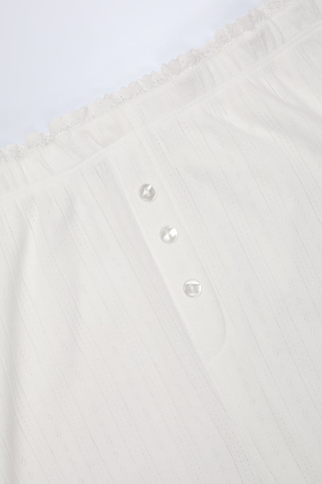 Pointelle Mid-Rise Straight-Leg Trousers in White - 5