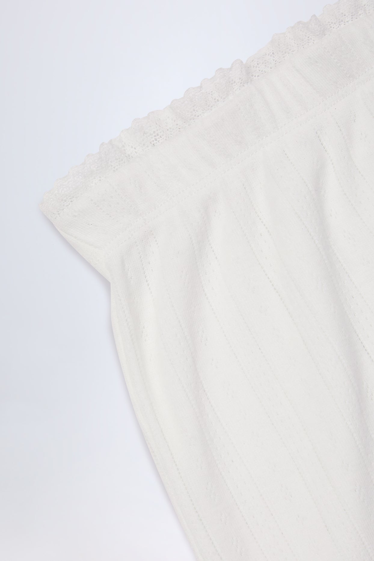 Pointelle Mid-Rise Straight-Leg Trousers in White - 6