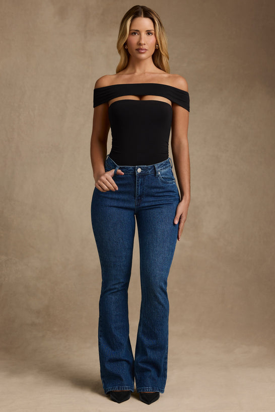 Modal Cut-Out Off-Shoulder Bodysuit in Black