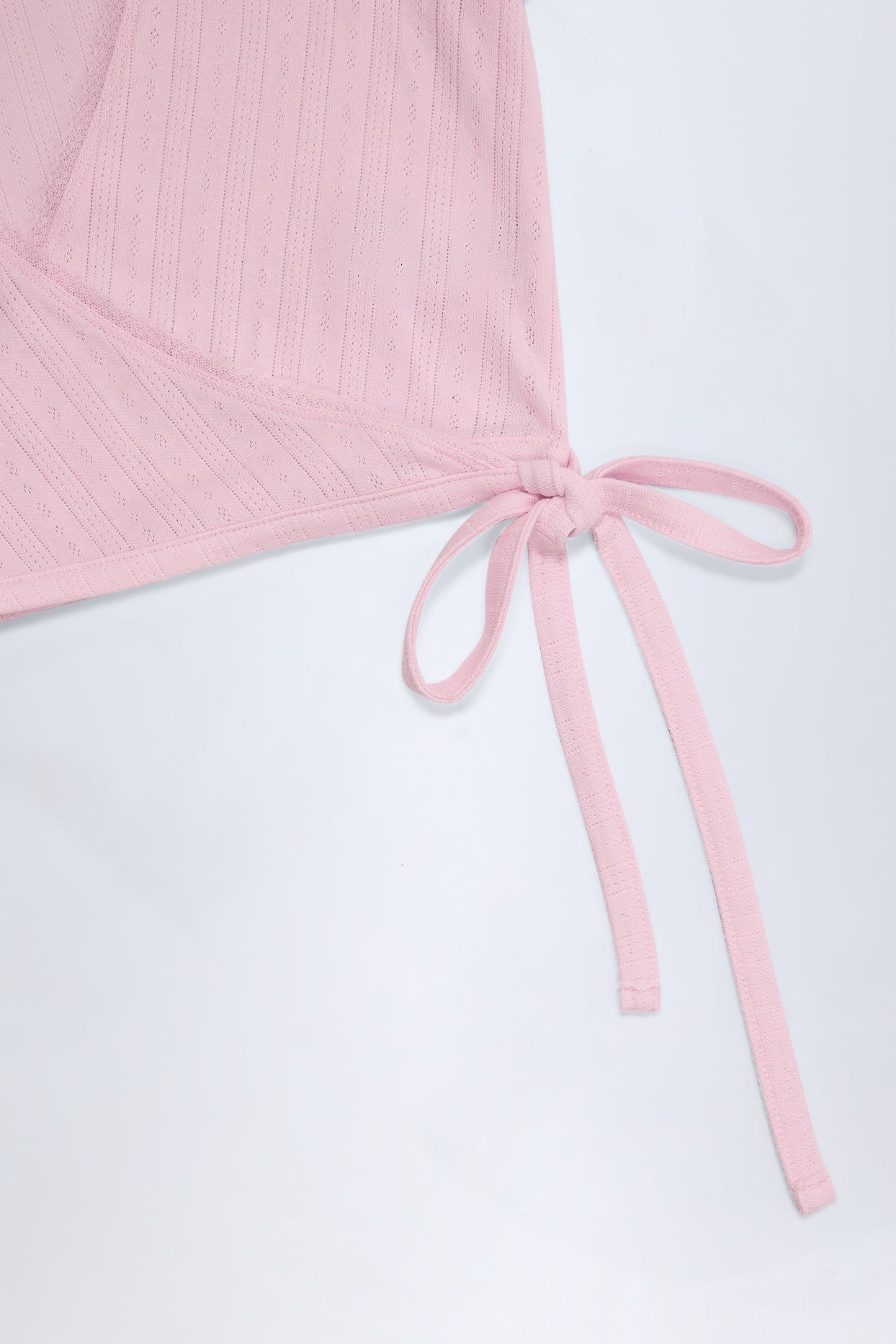 Pointelle Wrap Crop Top in Baby Pink - 5