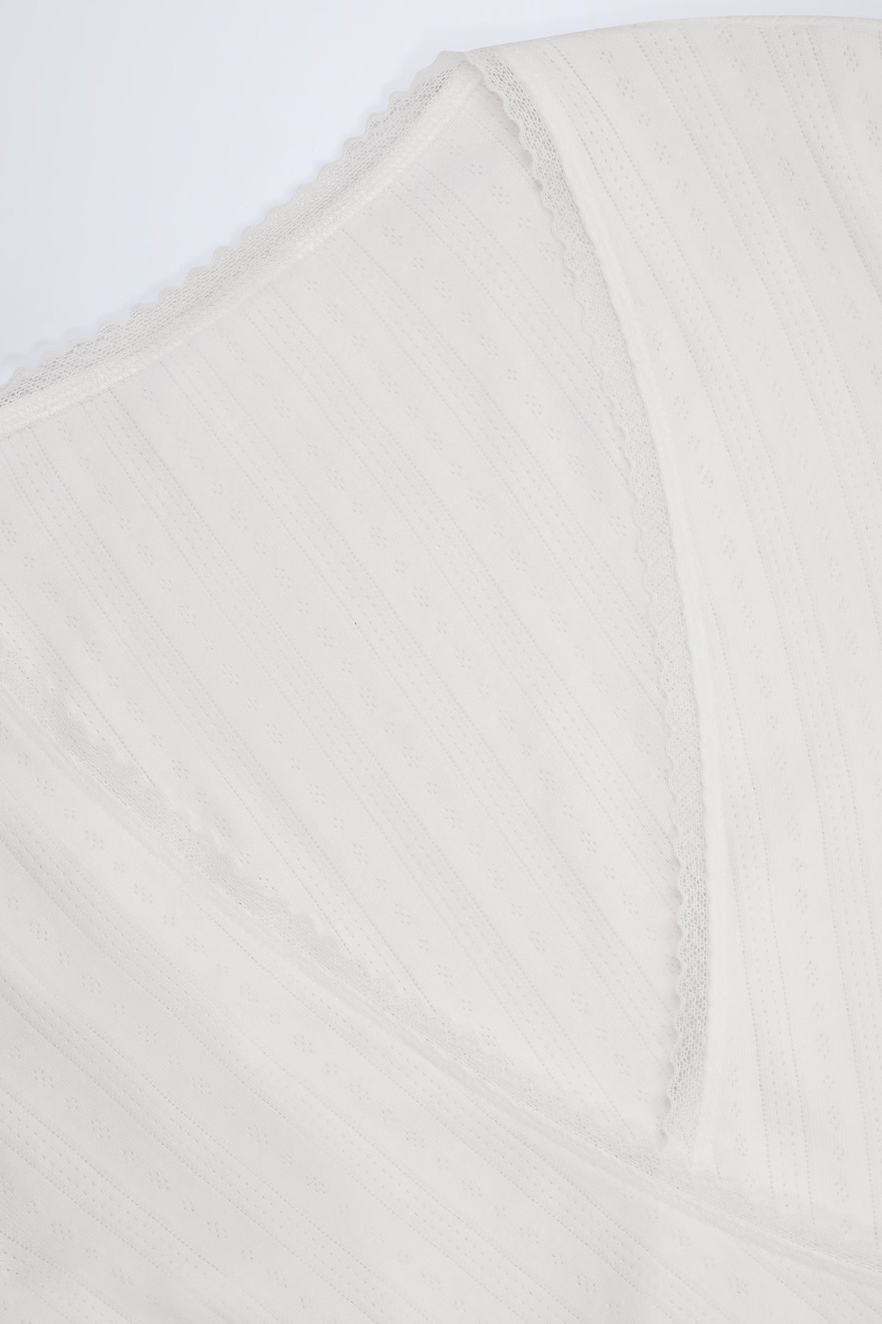 Pointelle Wrap Crop Top in White - 8