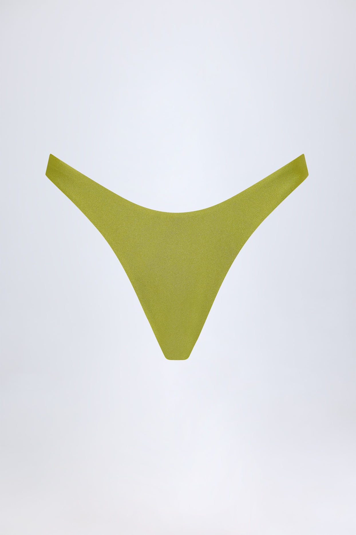 High-Leg Cheeky Bikini Bottoms in Olive Green - 3