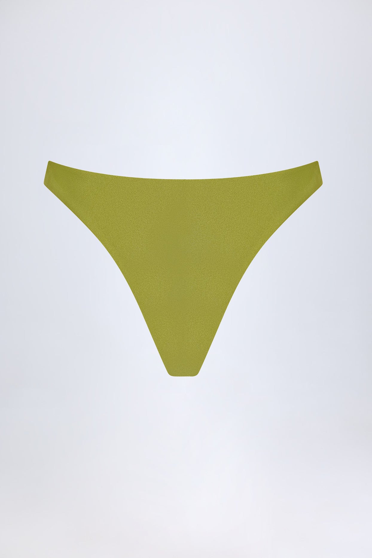 High-Leg Cheeky Bikini Bottoms in Olive Green - 4
