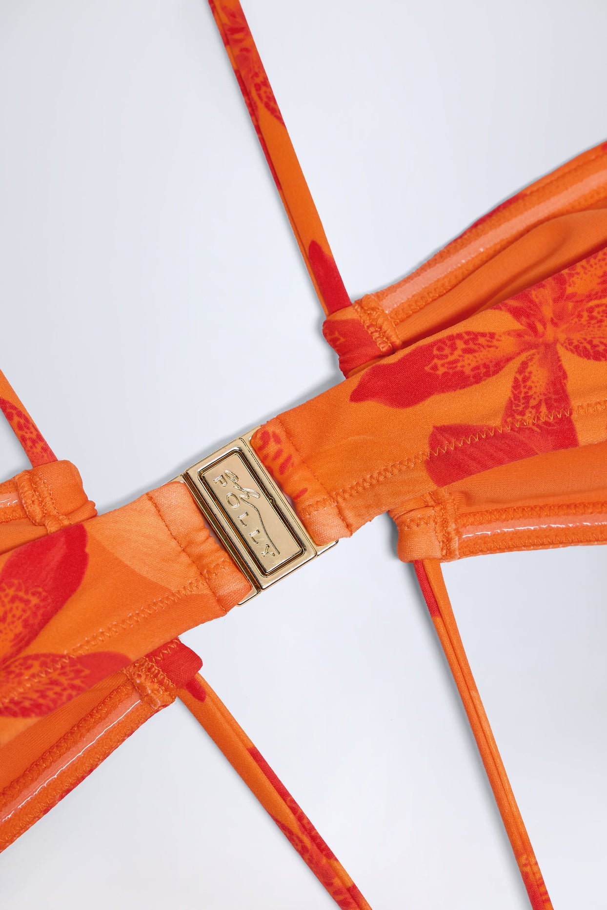 Cut-Out Halterneck Swimsuit in Orange Orchid Print - 5