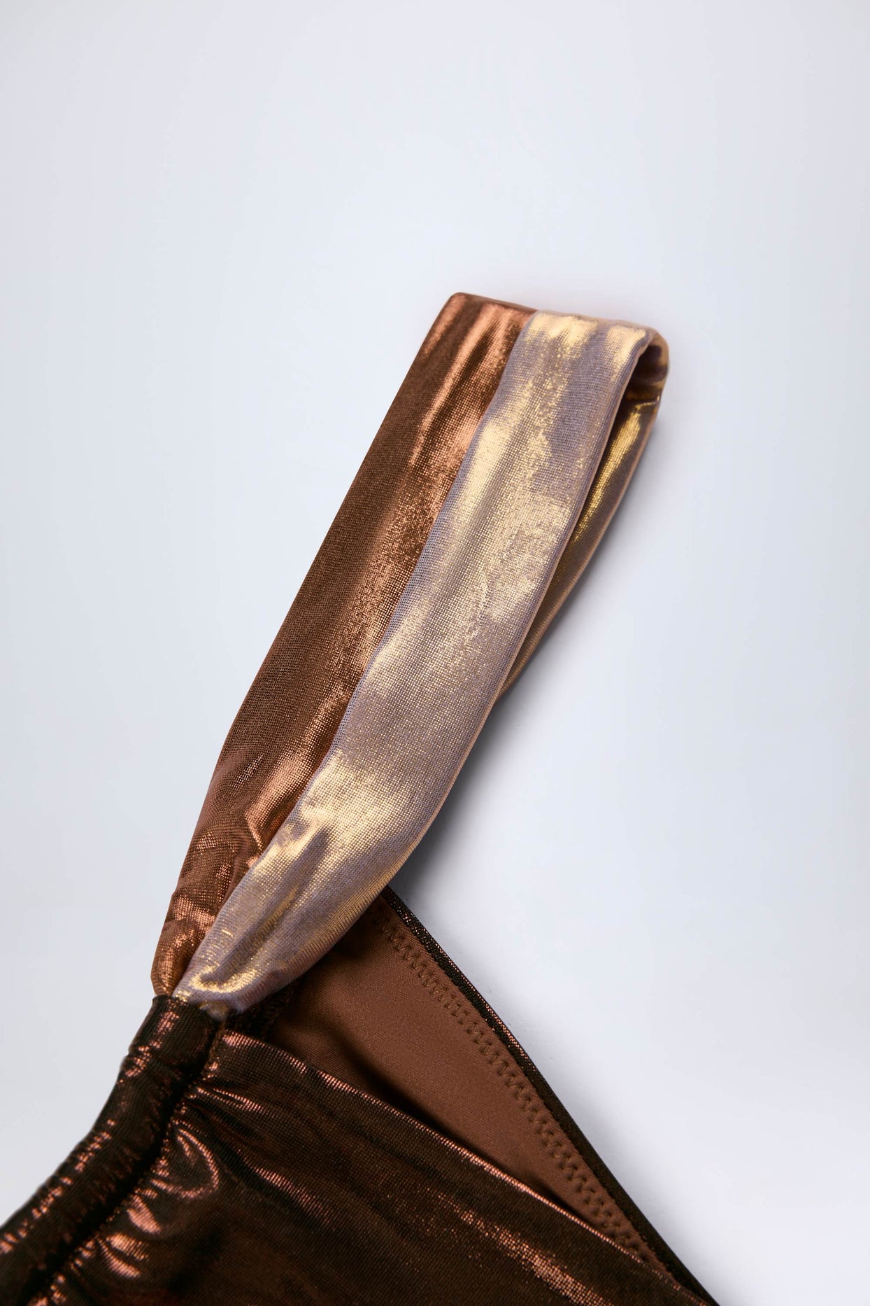 Ruched Thong Bikini Bottoms in Bronze Gold - 5