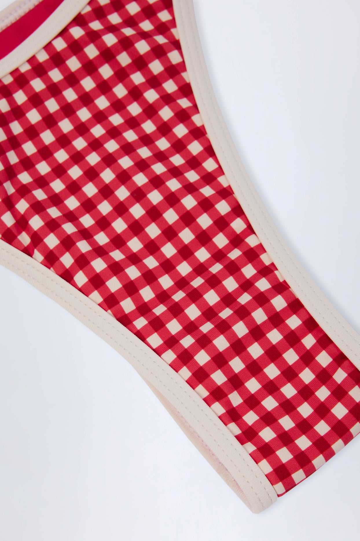 Double-Strap Cheeky Bikini Bottoms in Red Gingham - 5