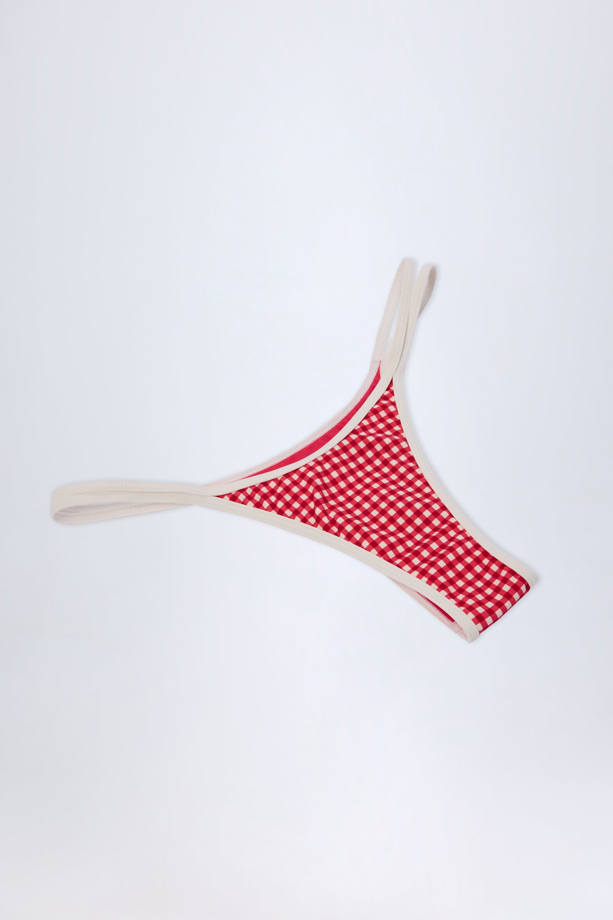 Double-Strap Cheeky Bikini Bottoms in Red Gingham - 6