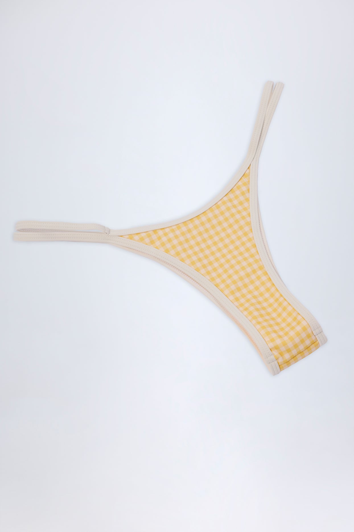 Double-Strap Cheeky Bikini Bottoms in Yellow Gingham - 7
