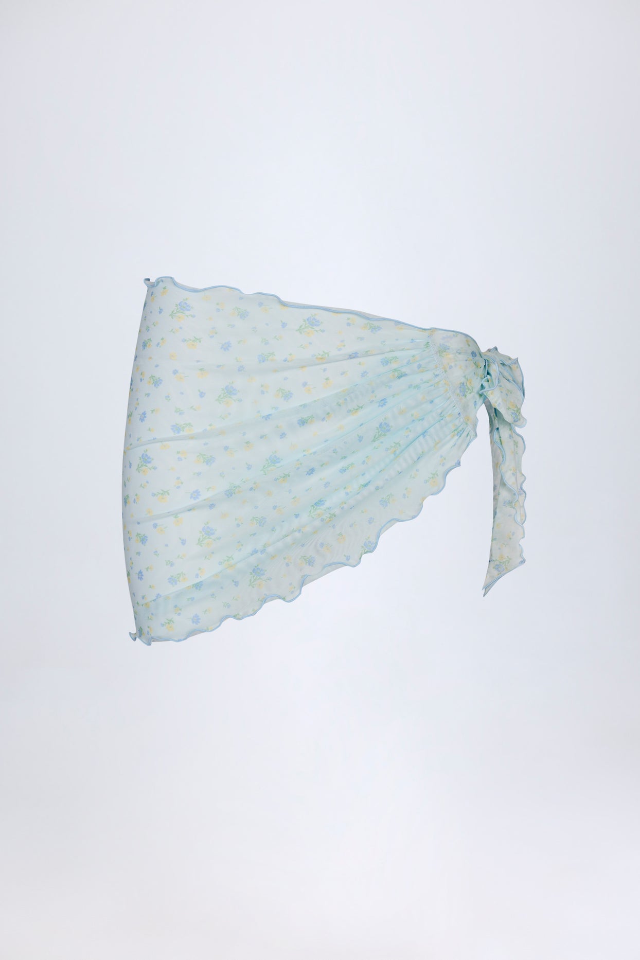 Side-Tie Sarong in Blue Floral - 3