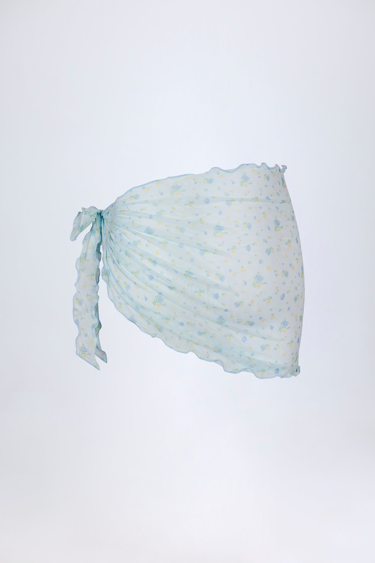 Side-Tie Sarong in Blue Floral - 4