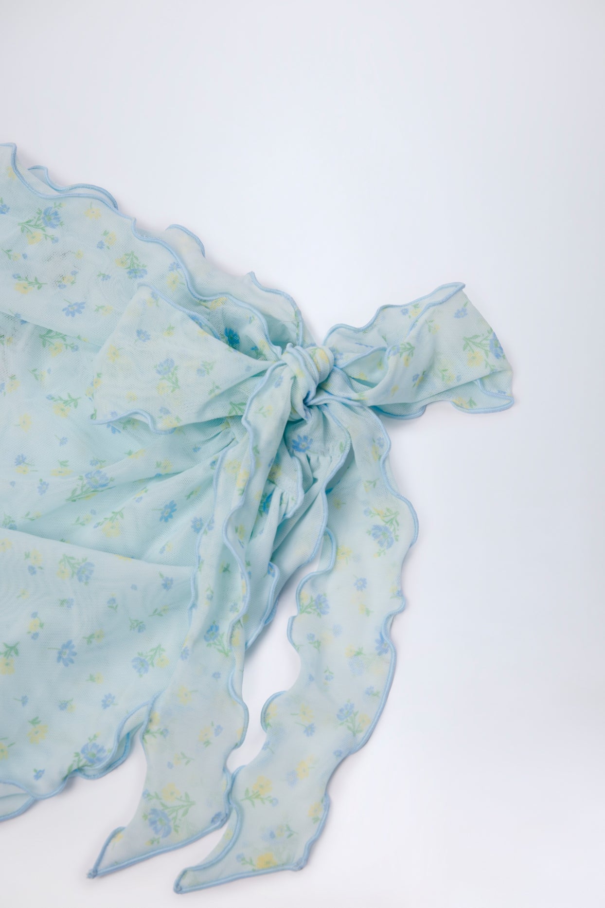 Side-Tie Sarong in Blue Floral - 5
