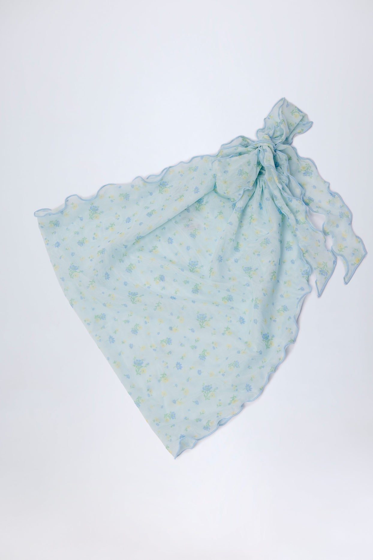 Side-Tie Sarong in Blue Floral - 6
