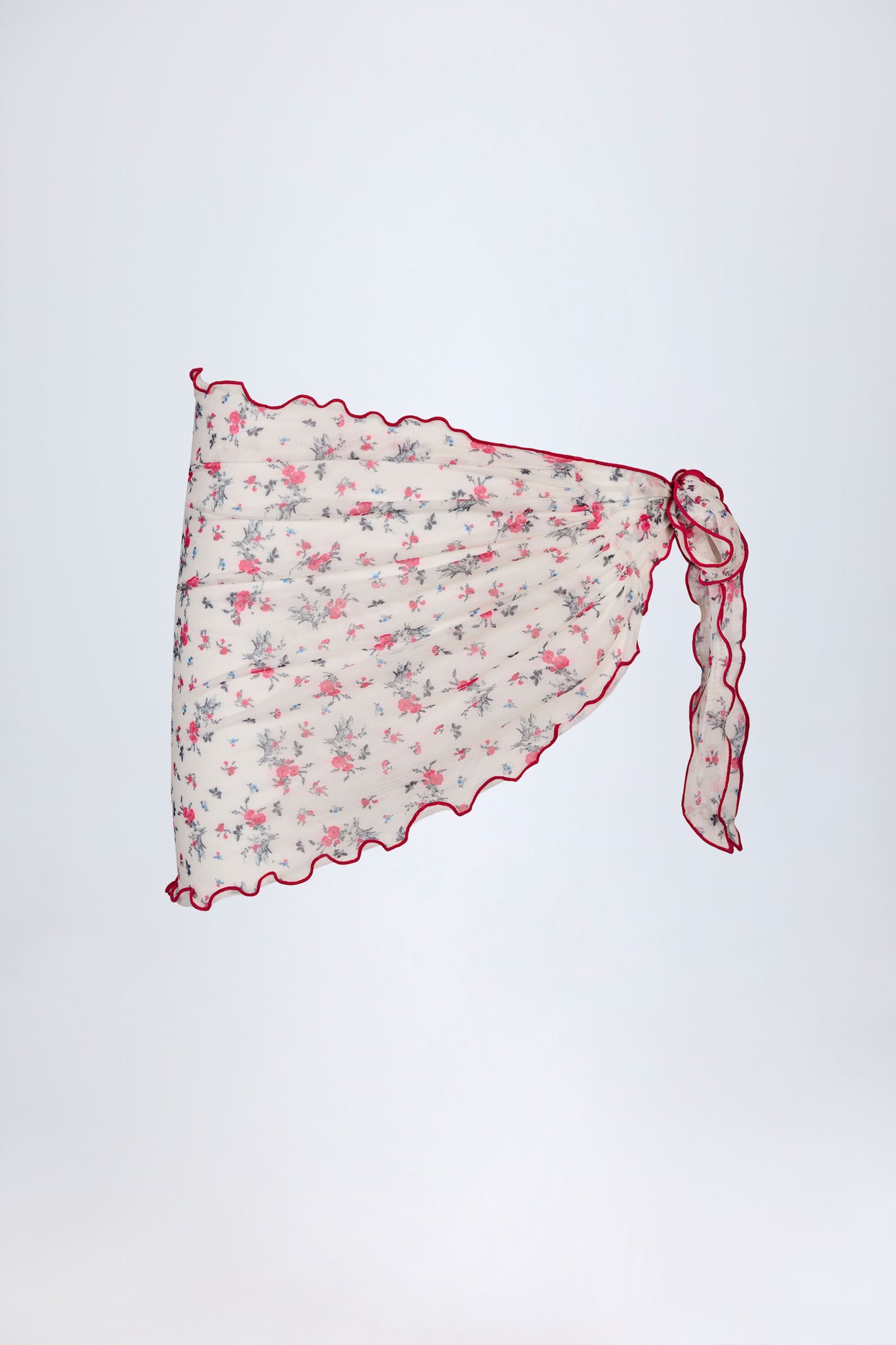 Side-Tie Sarong in Red Floral - 3