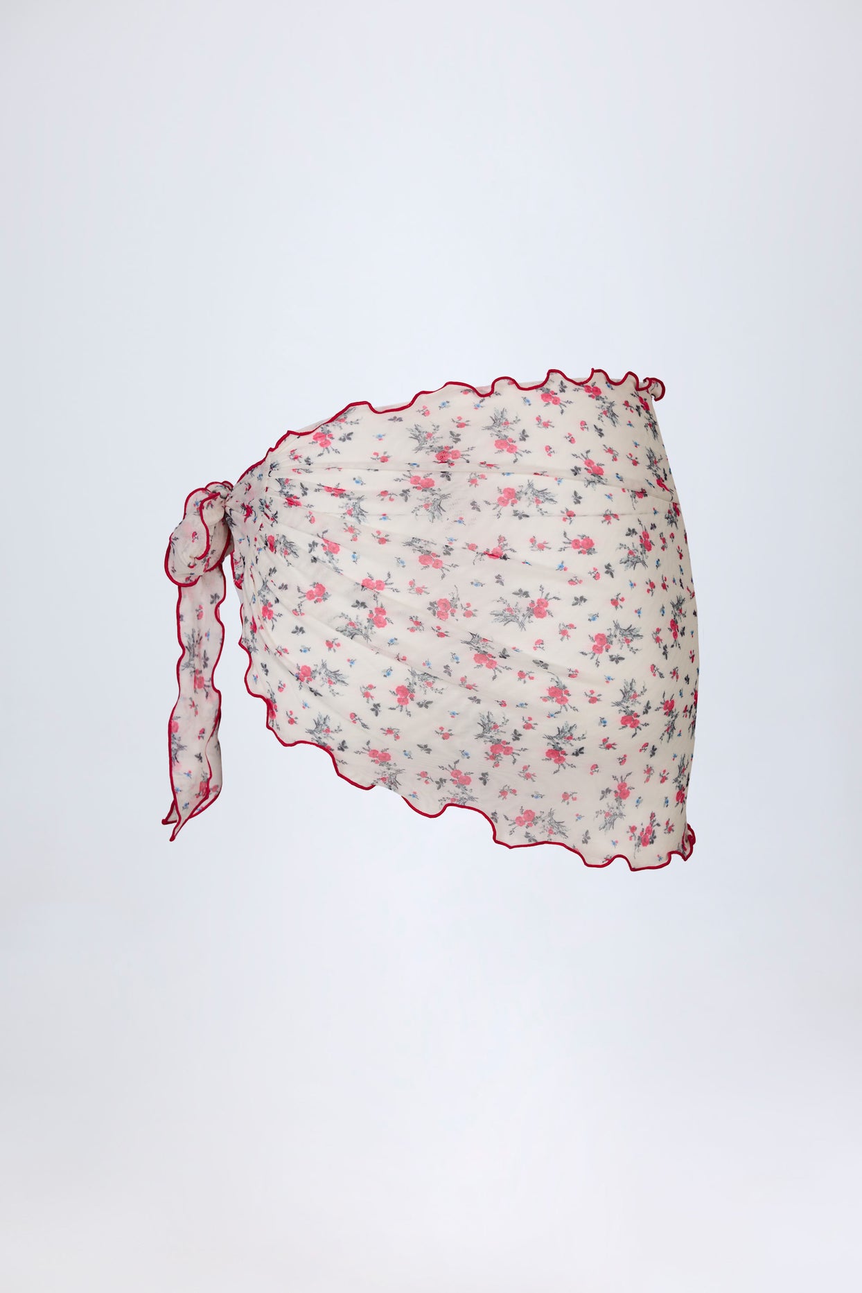 Side-Tie Sarong in Red Floral - 4