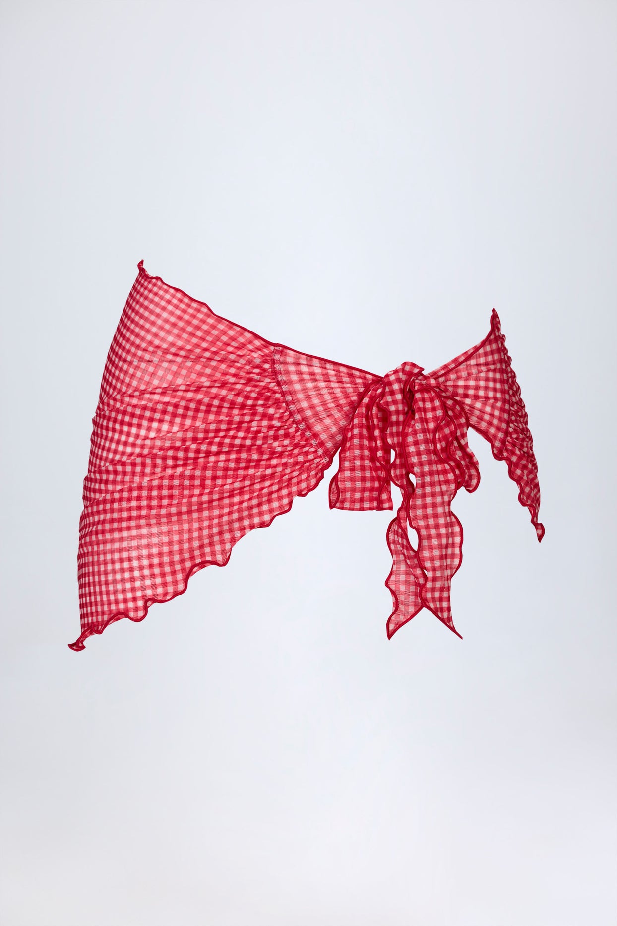 Side-Tie Sarong in Red Gingham - 3