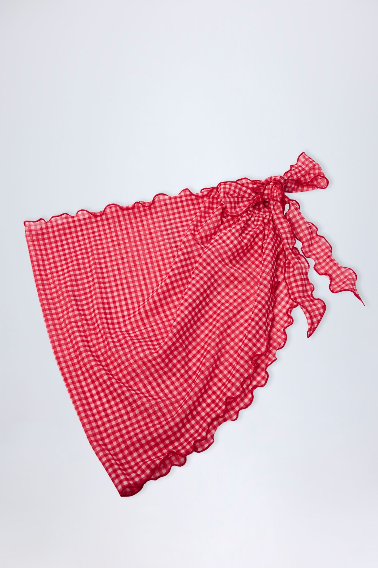 Side-Tie Sarong in Red Gingham - 6