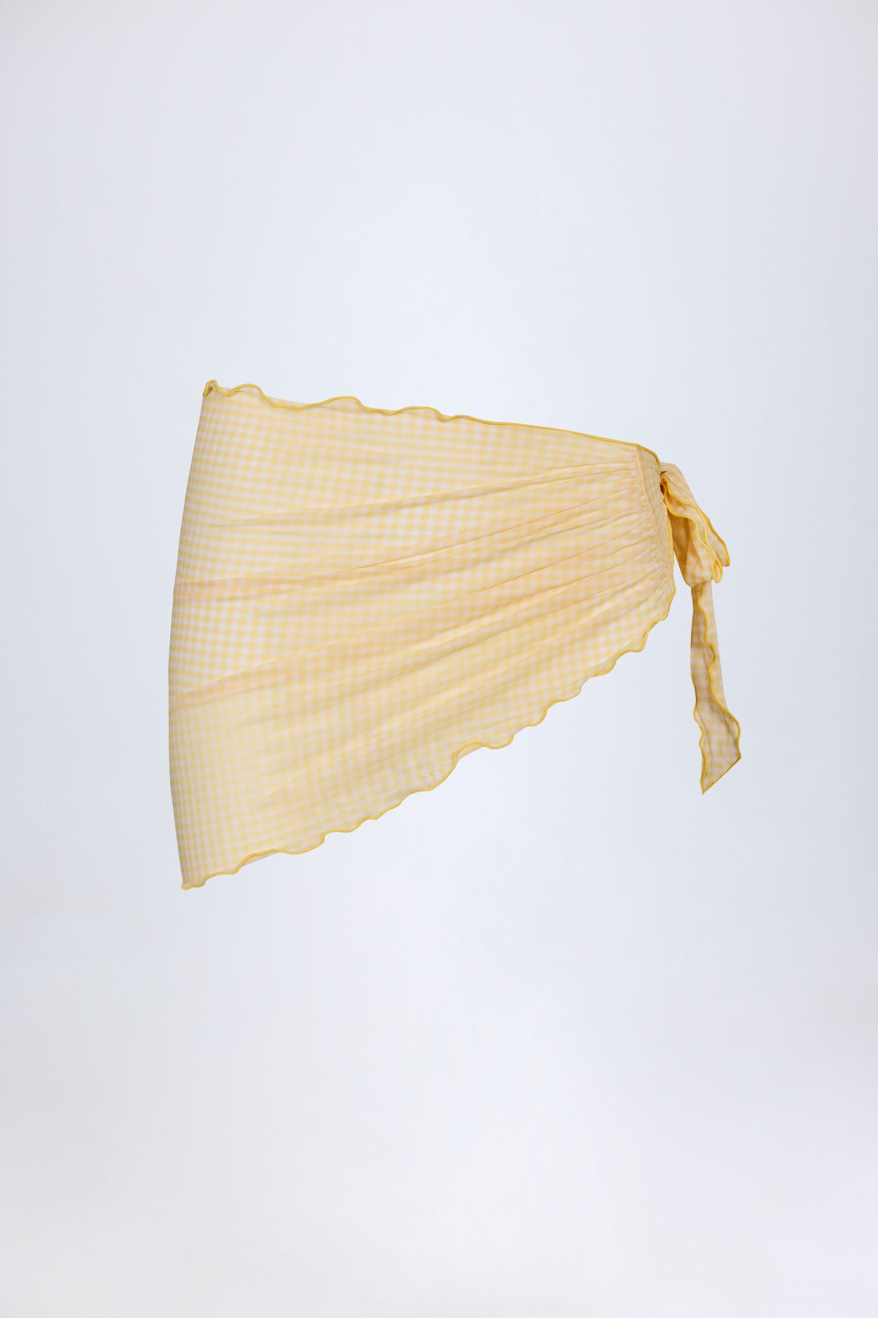 Side-Tie Sarong in Yellow Gingham - 3