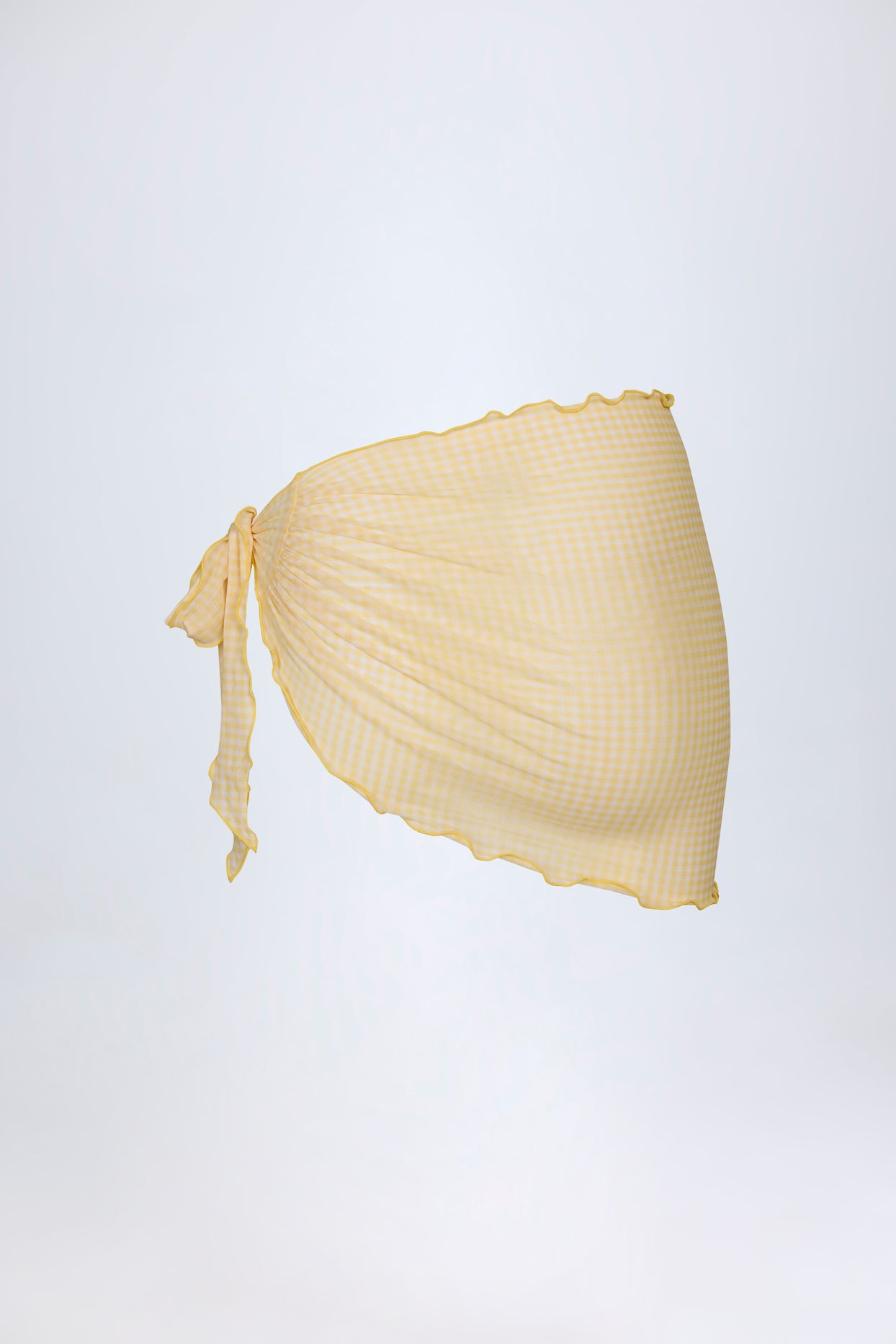Side-Tie Sarong in Yellow Gingham - 4