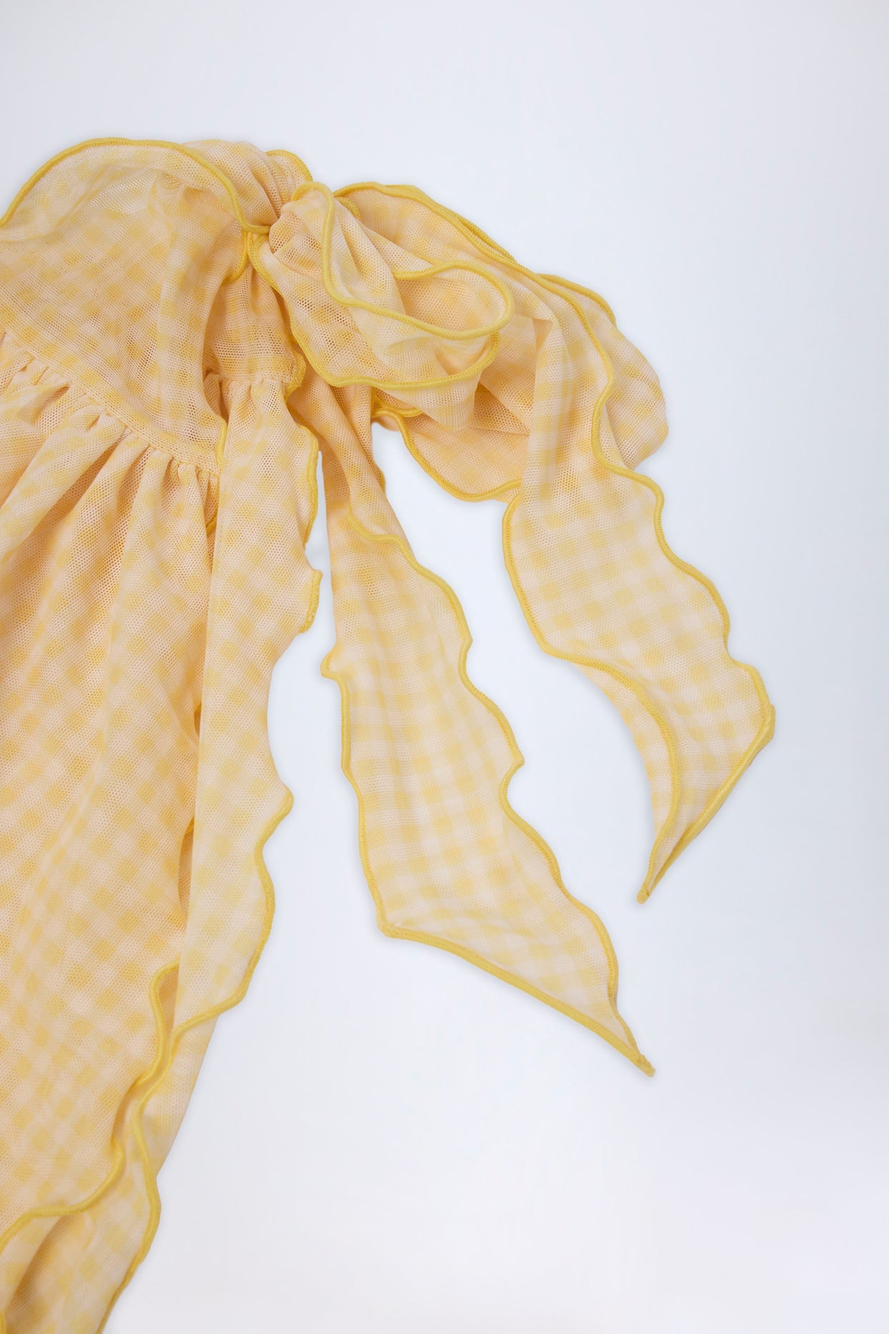 Side-Tie Sarong in Yellow Gingham - 5