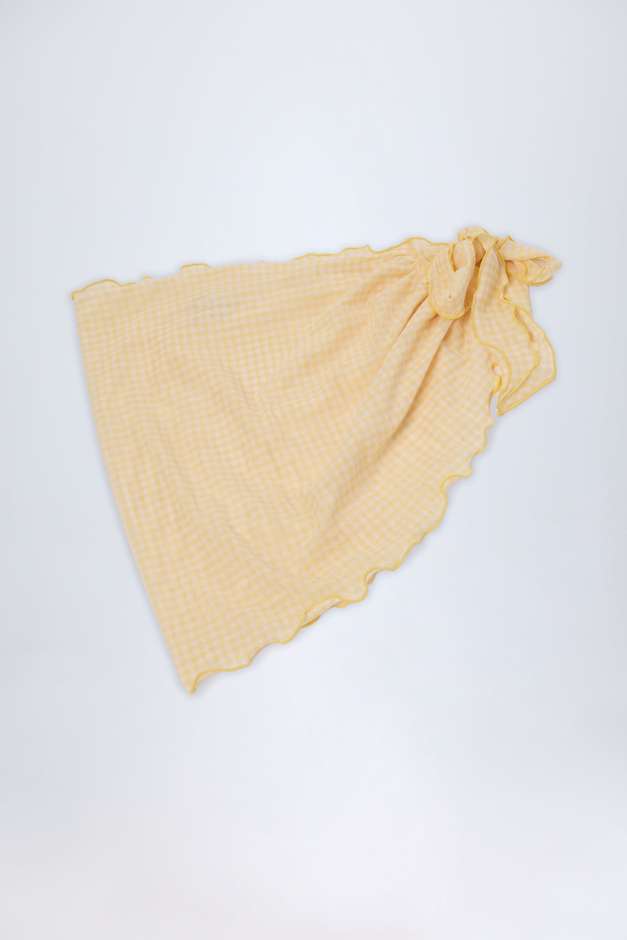 Side-Tie Sarong in Yellow Gingham - 6