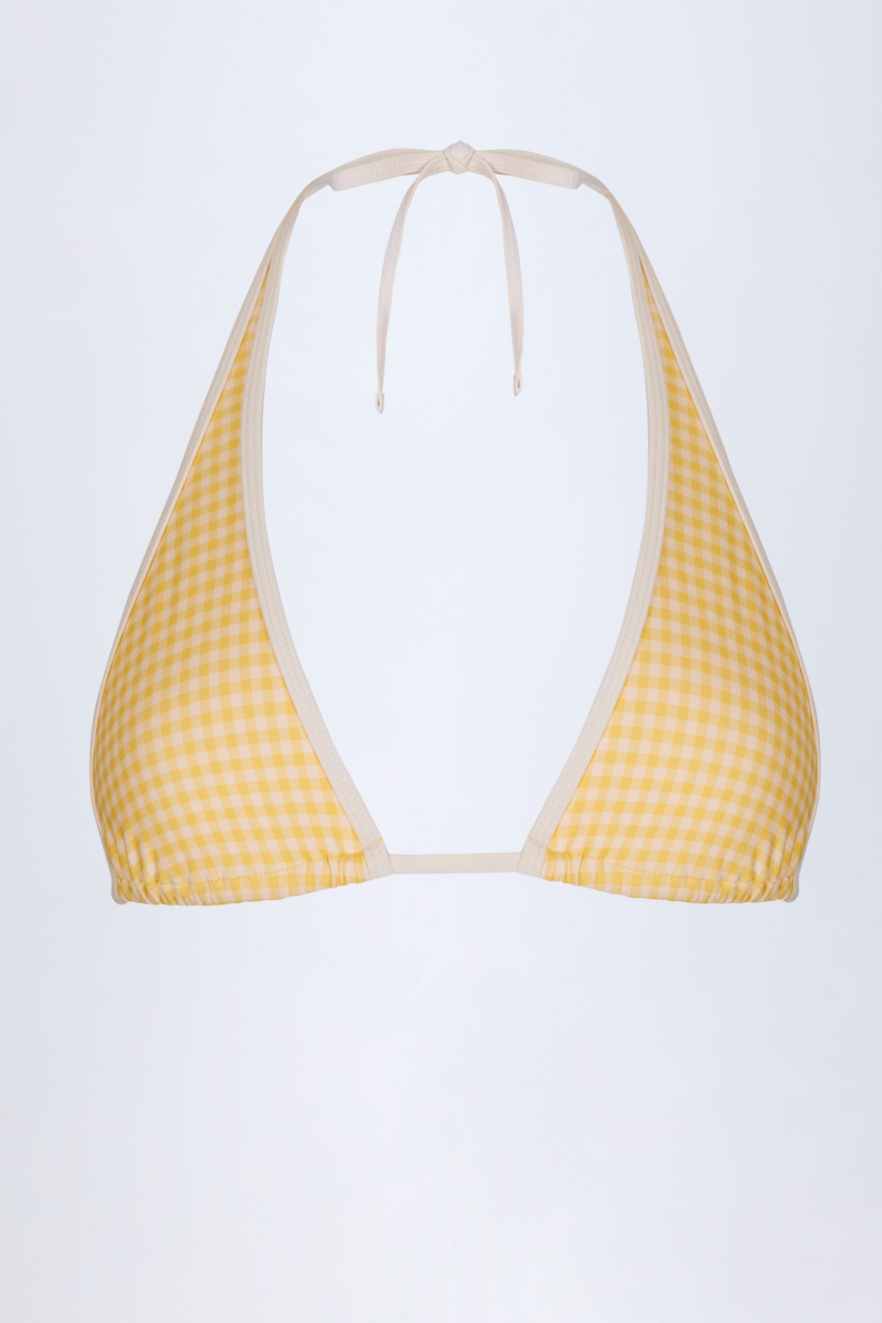 Halterneck Bikini Top in Yellow Gingham - 5