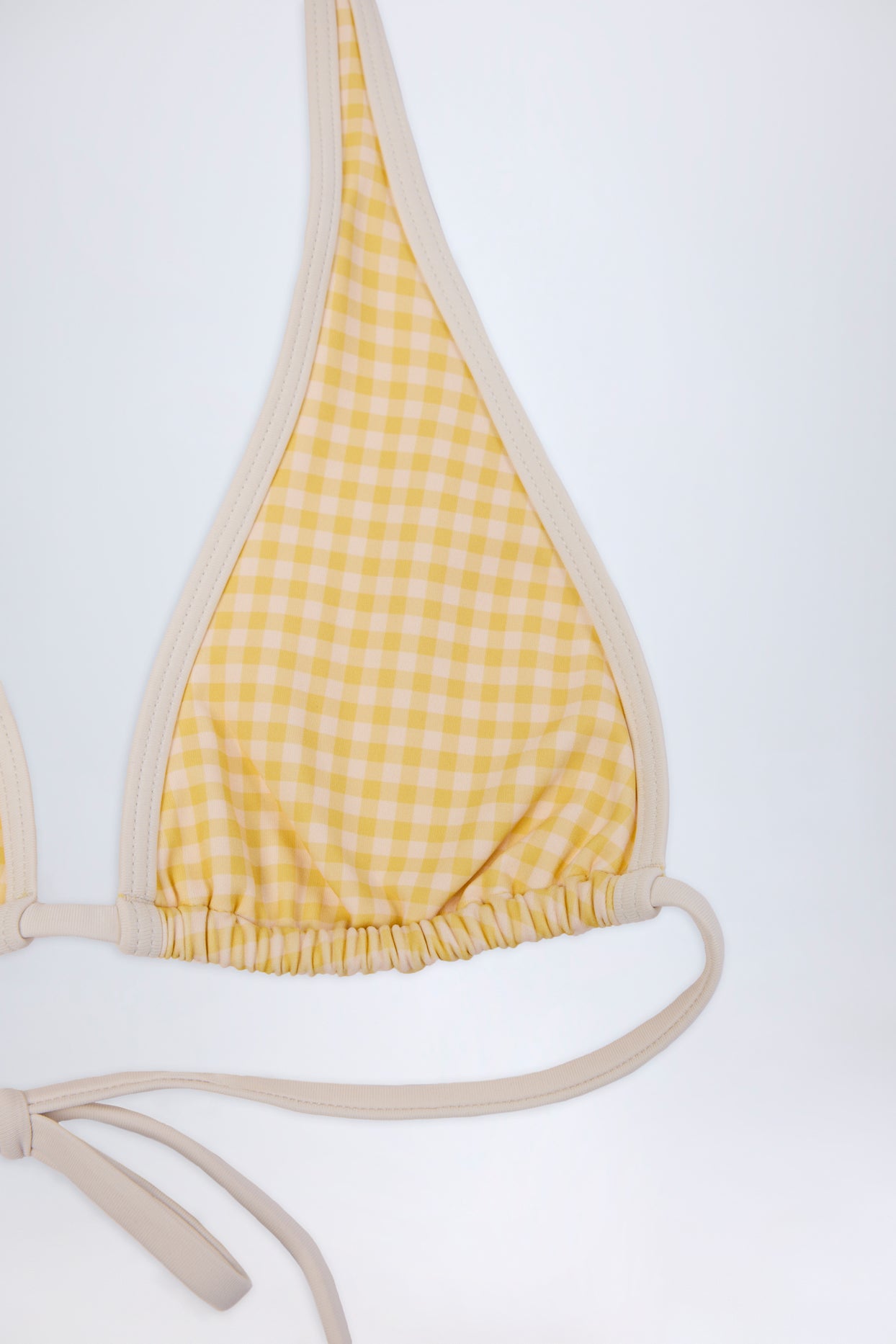 Halterneck Bikini Top in Yellow Gingham - 8
