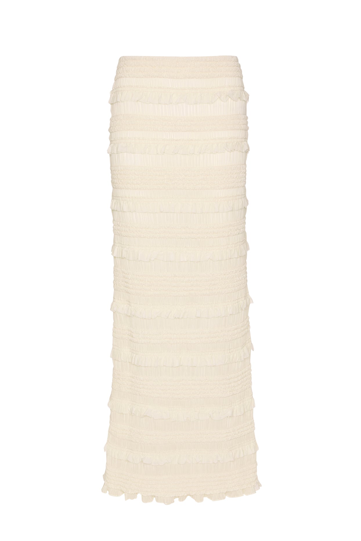 Ruffled Mid-Rise Maxi Skirt in Ivory - 1