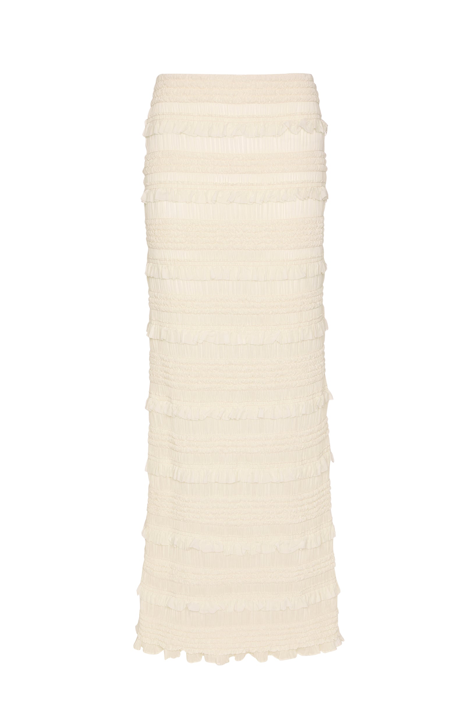 Ruffled Mid-Rise Maxi Skirt in Ivory - 1