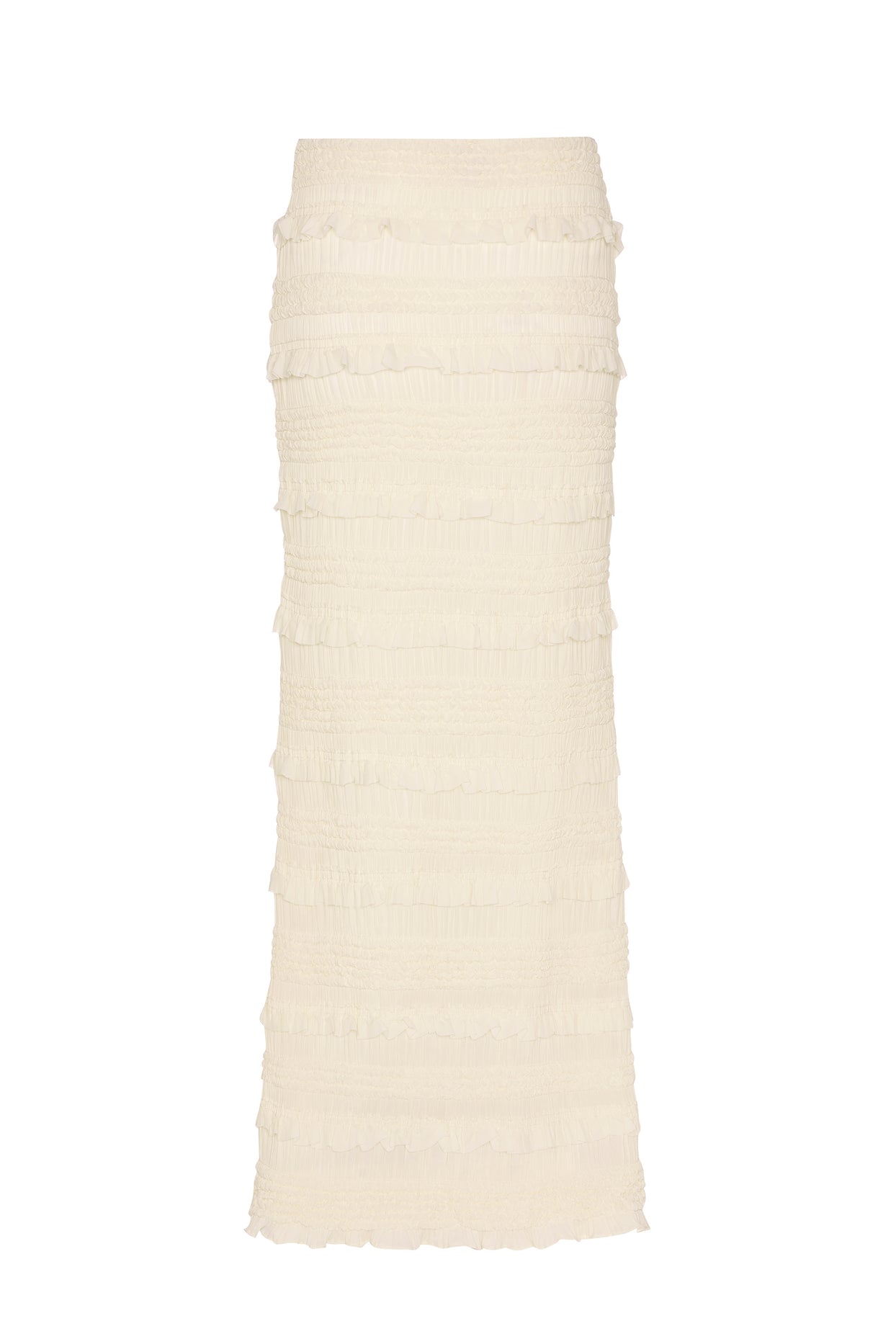 Ruffled Mid-Rise Maxi Skirt in Ivory - 4
