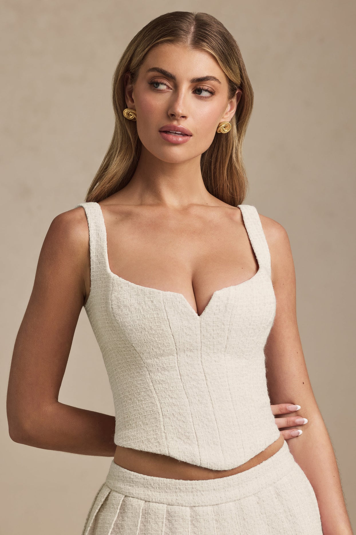 Lace-Up Corset Top in Ivory - 4