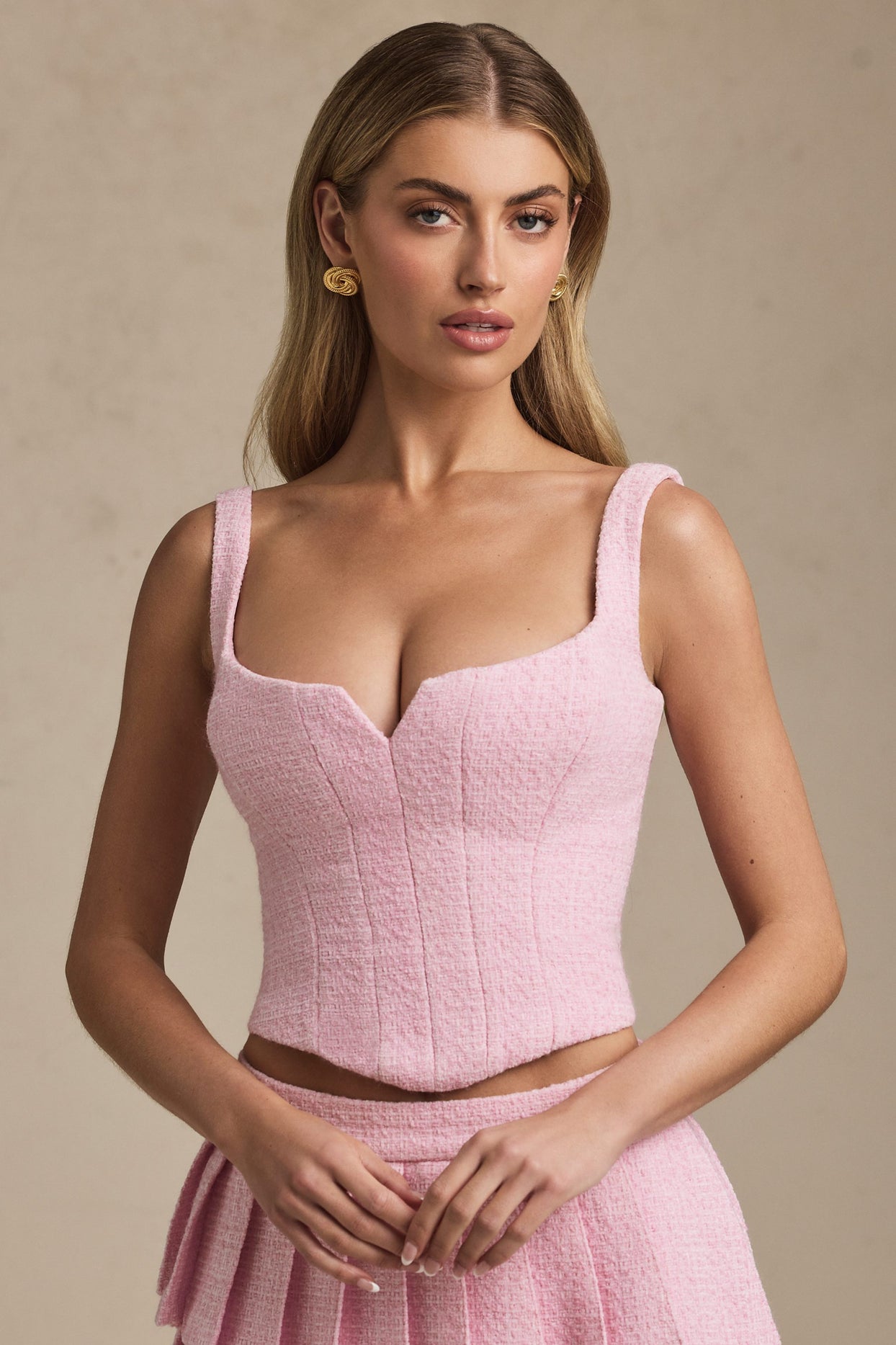 Lace-Up Corset Top in Soft Pink - 5