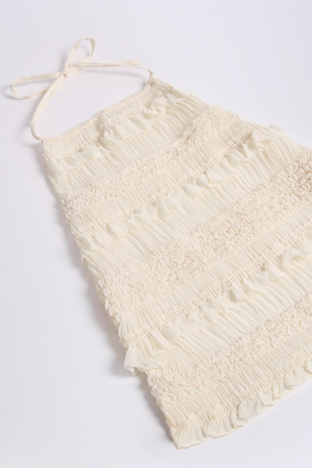 Ruffled High-Neck Backless Top in Ivory - 5