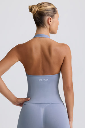 Define Luxe Halterneck Tank Top in Blue Grey