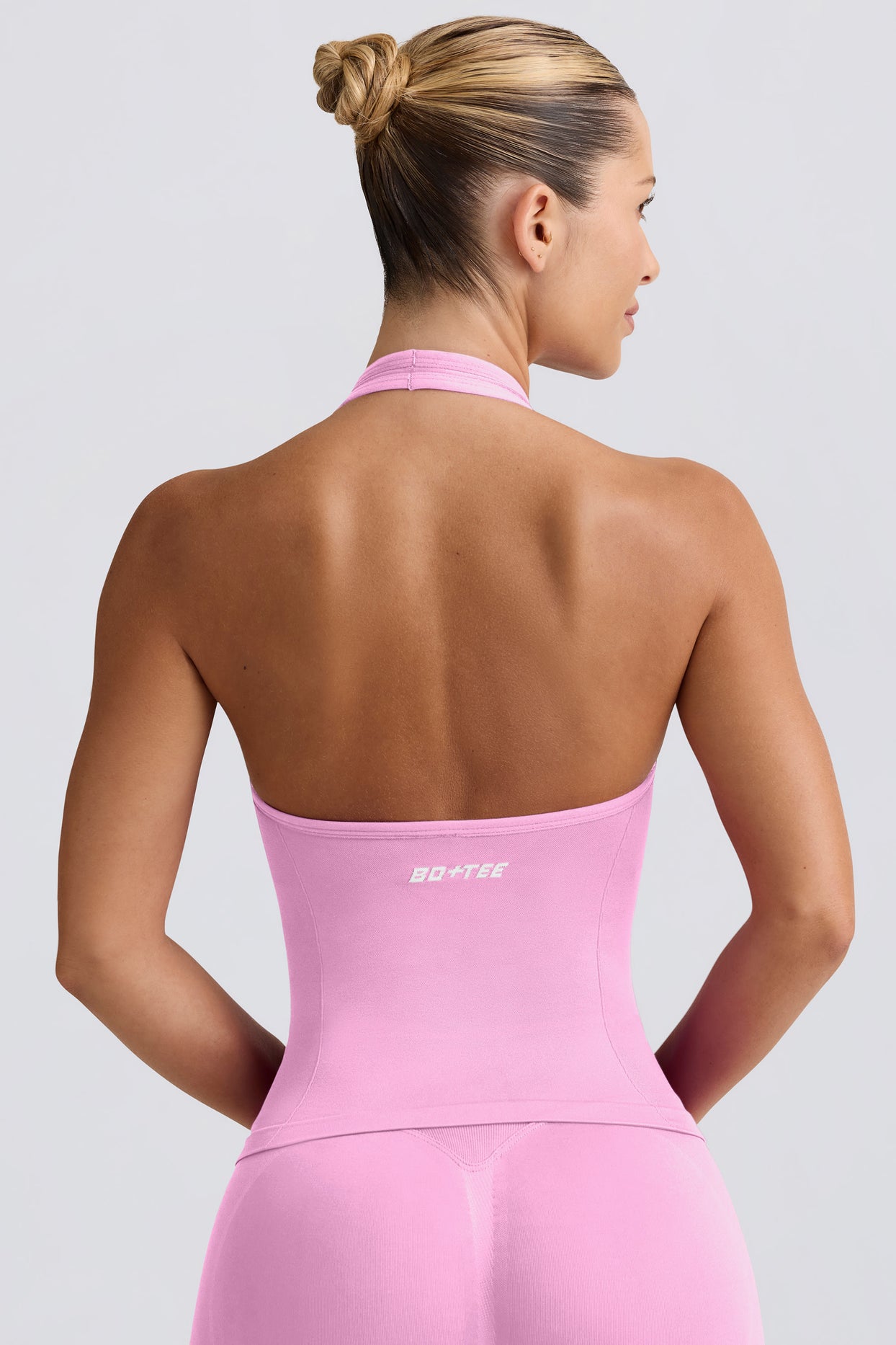 Define Luxe Halterneck Tank Top in Bubblegum Pink - 2