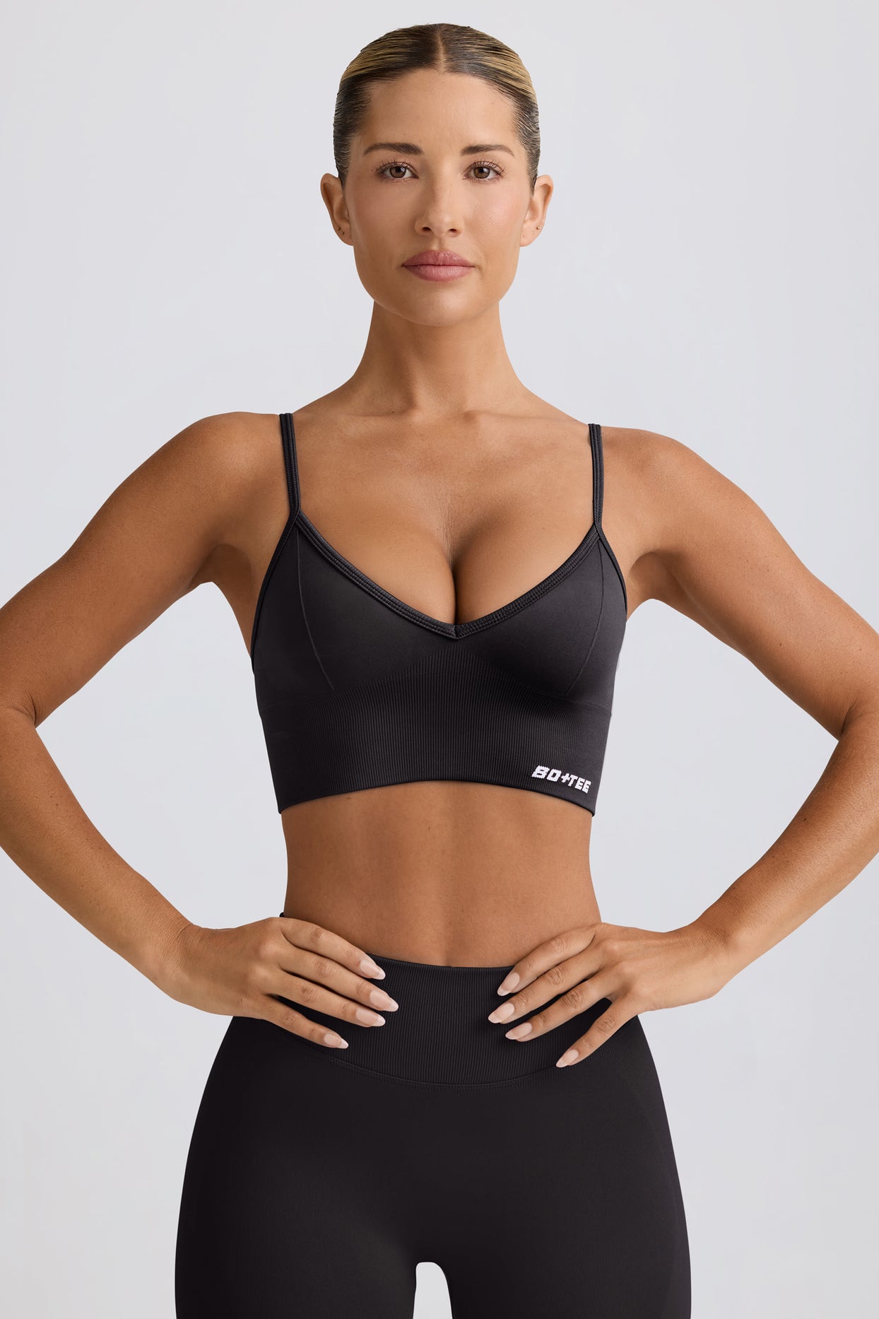 Define Luxe V-Neck Sports Bra in Black - 7