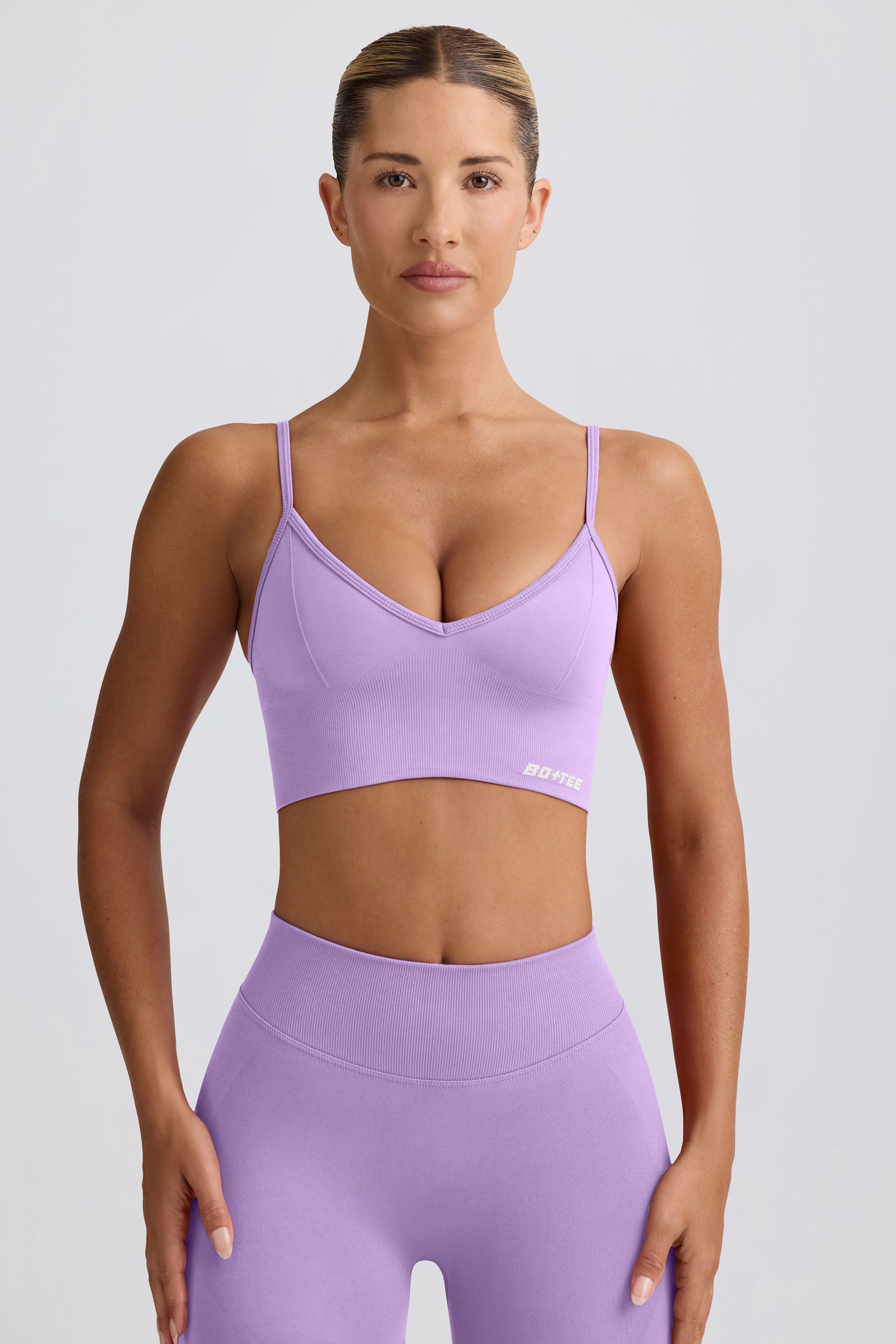 Define Luxe V-Neck Sports Bra in Lilac - 1