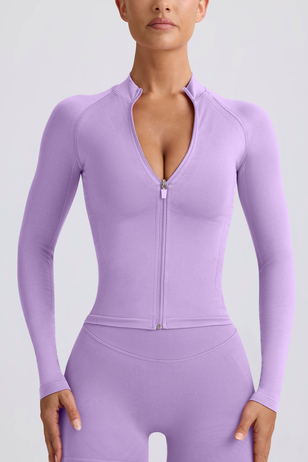 Define Luxe Zip-Up Jacket in Lilac - 4