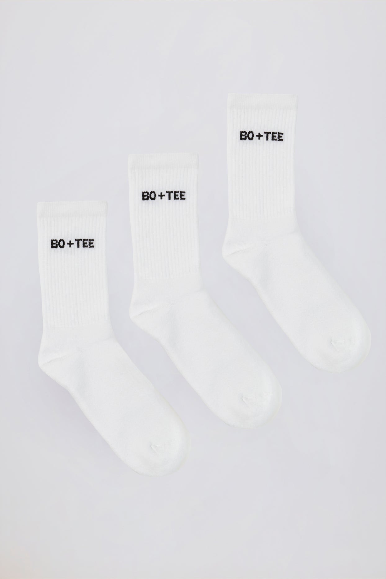Ribbed Crew Sock Bundle in White - 1