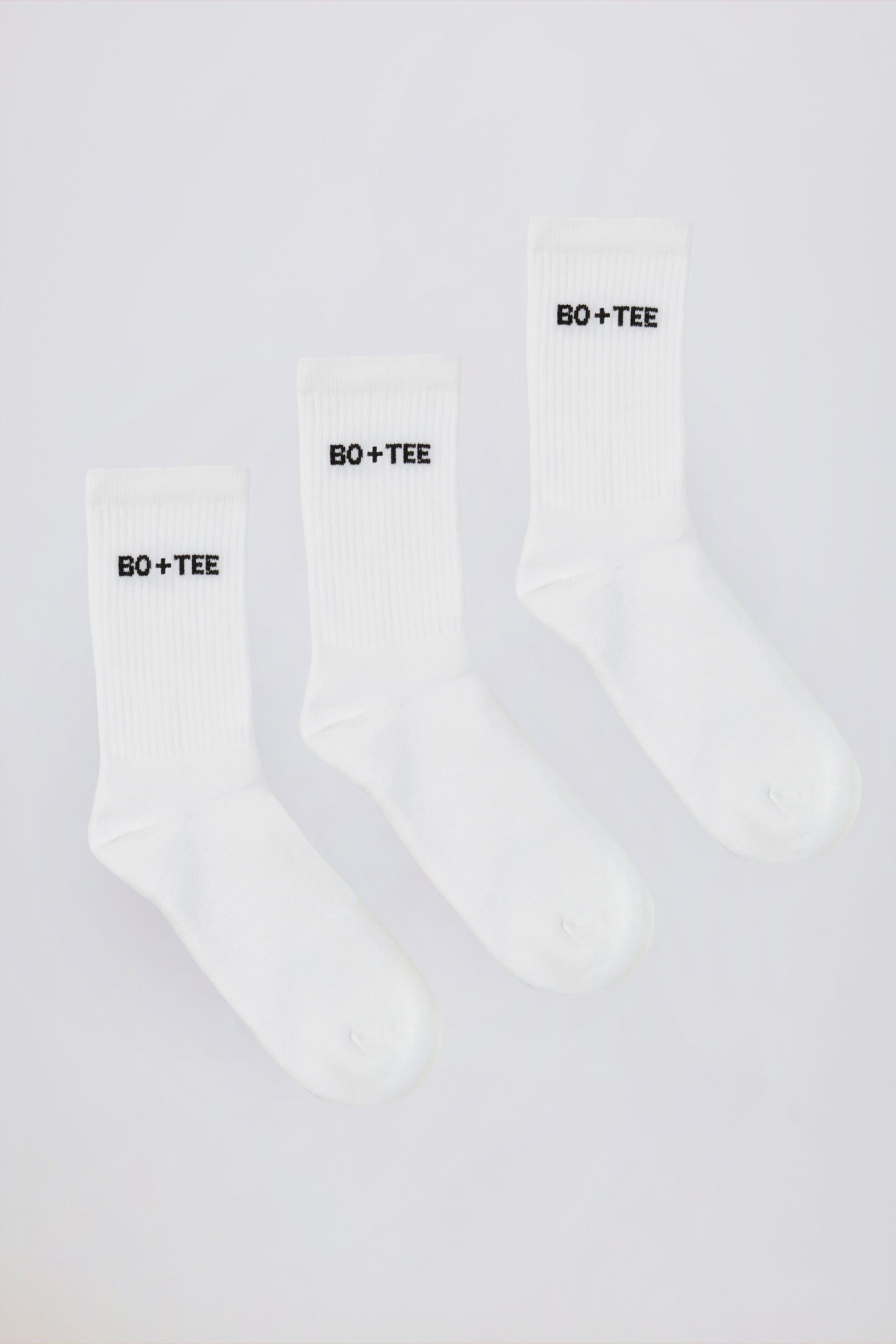 Ribbed Crew Sock Bundle in White - 1
