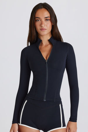 Soft Active Zip-Up Jacket in Black