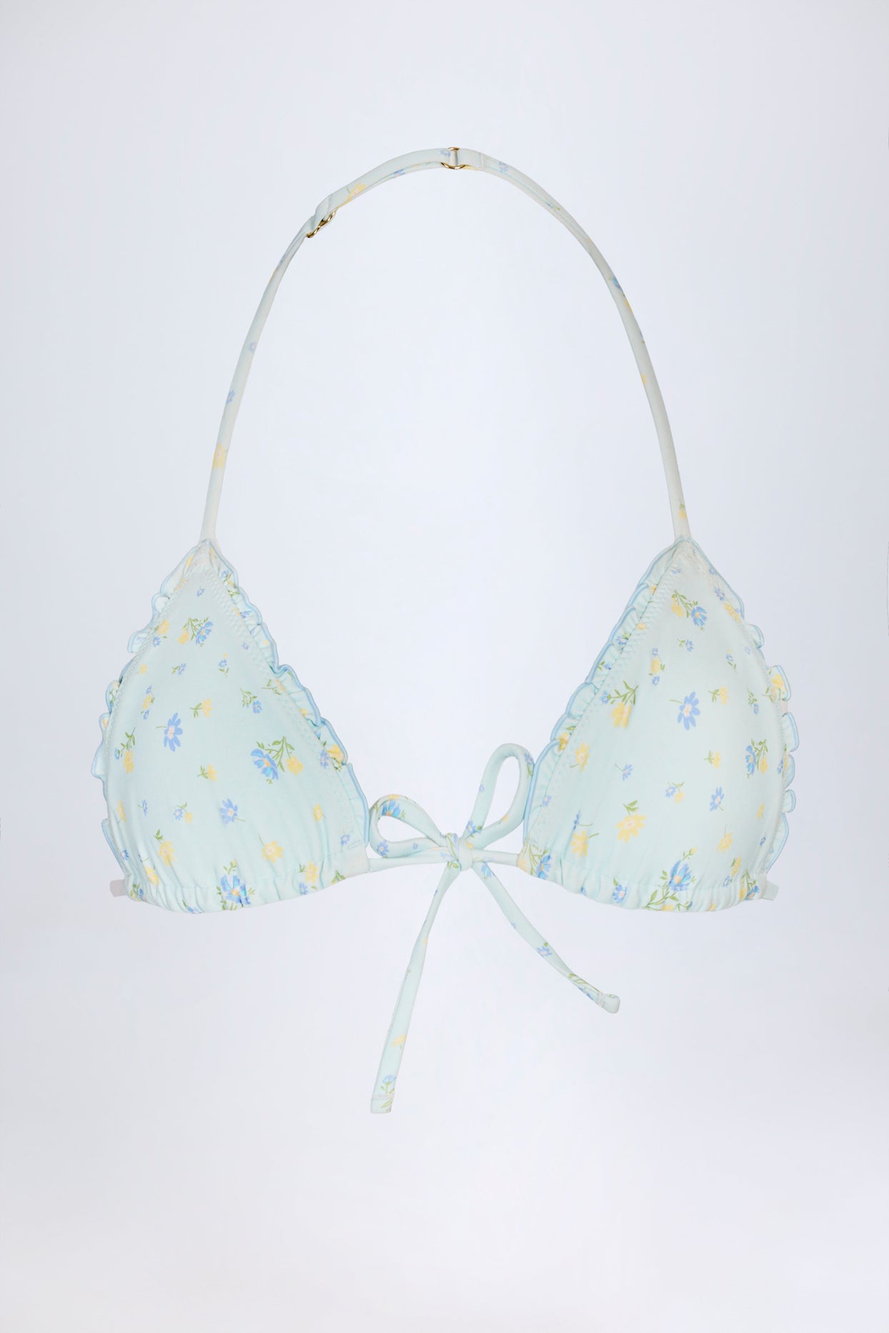 Micro Triangle Bikini Top in Blue Floral - 3