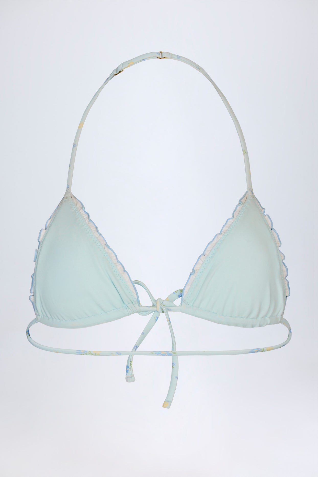 Micro Triangle Bikini Top in Blue Floral - 4