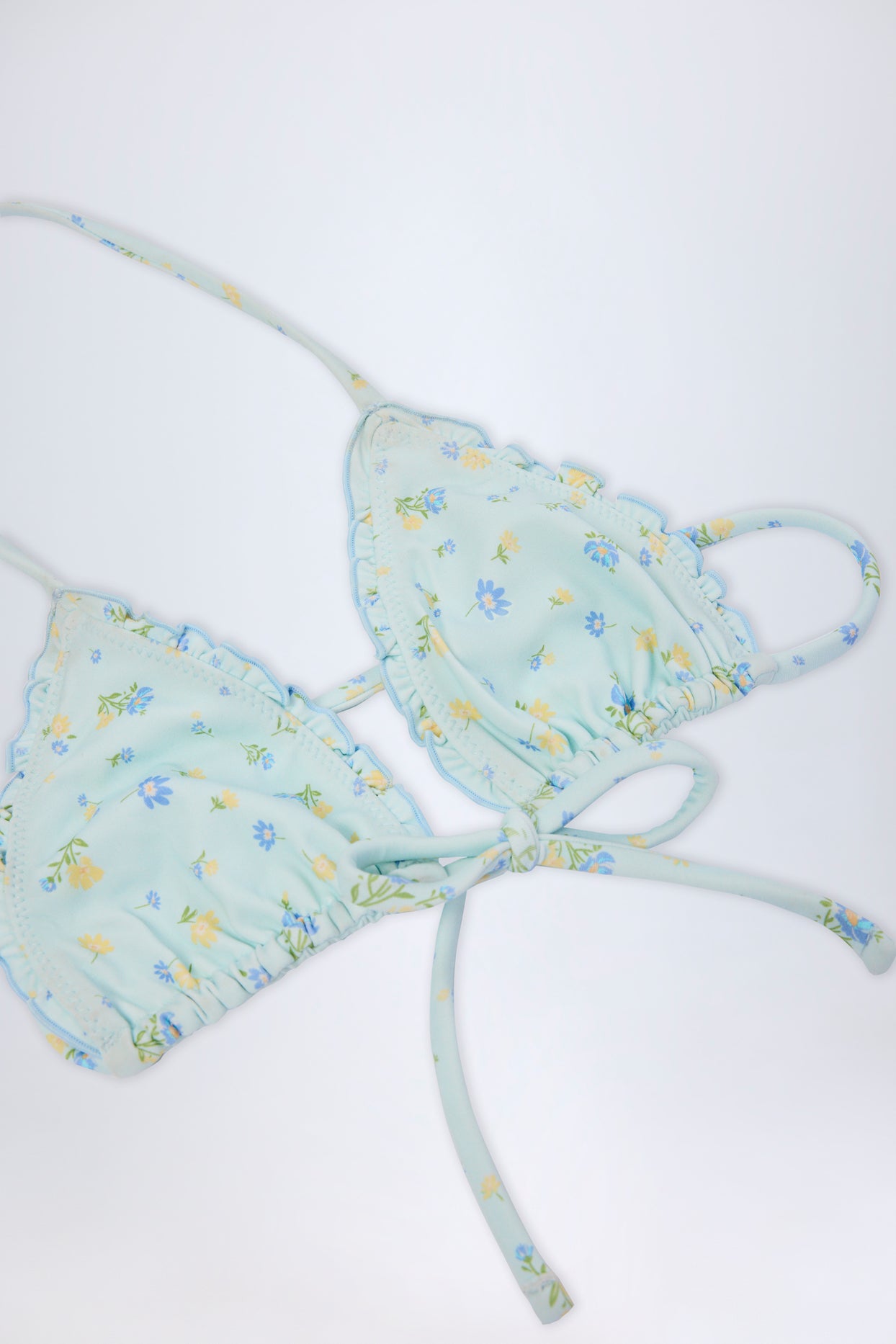 Micro Triangle Bikini Top in Blue Floral - 5
