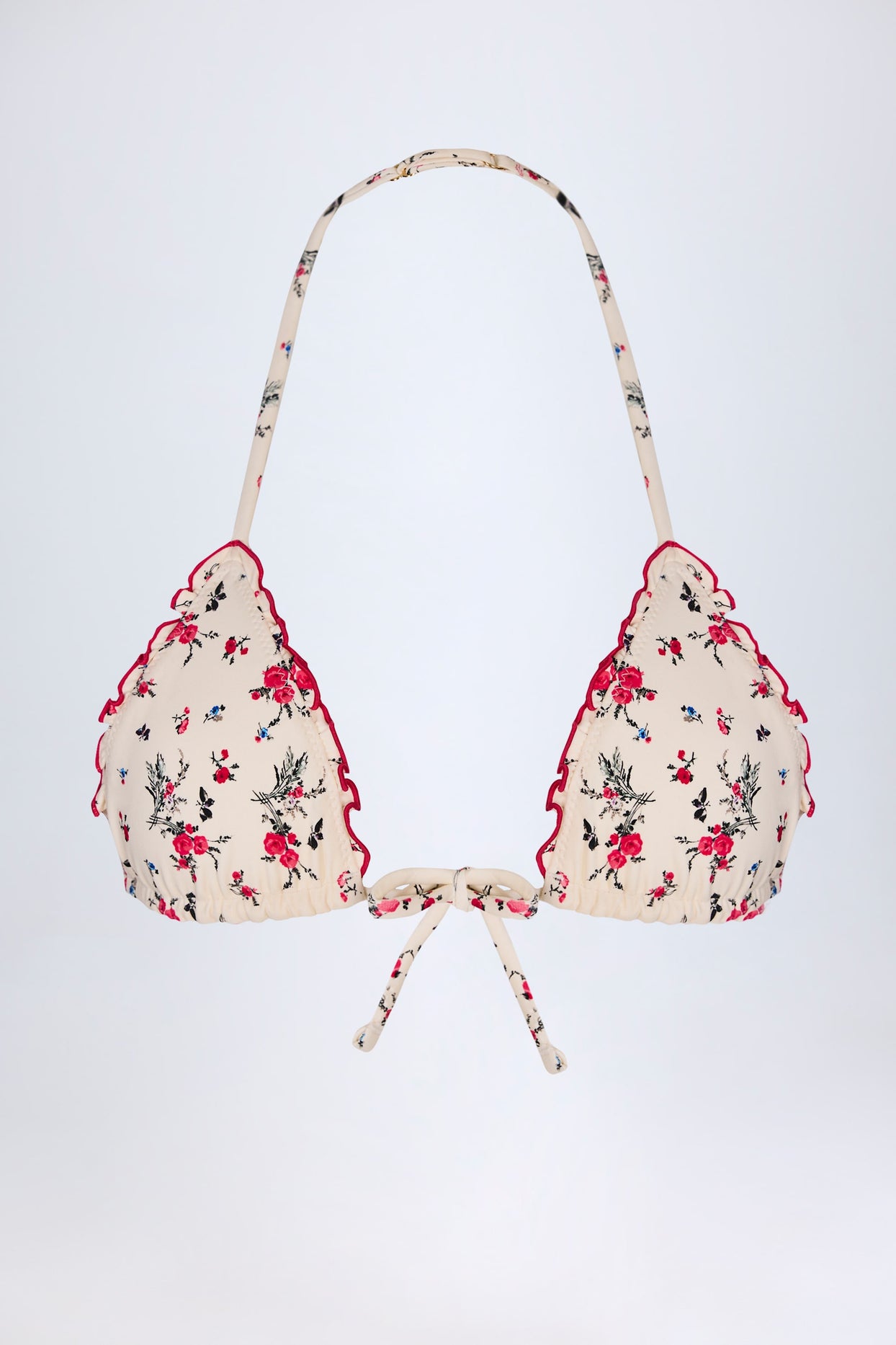 Micro Triangle Bikini Top in Red Floral - 4