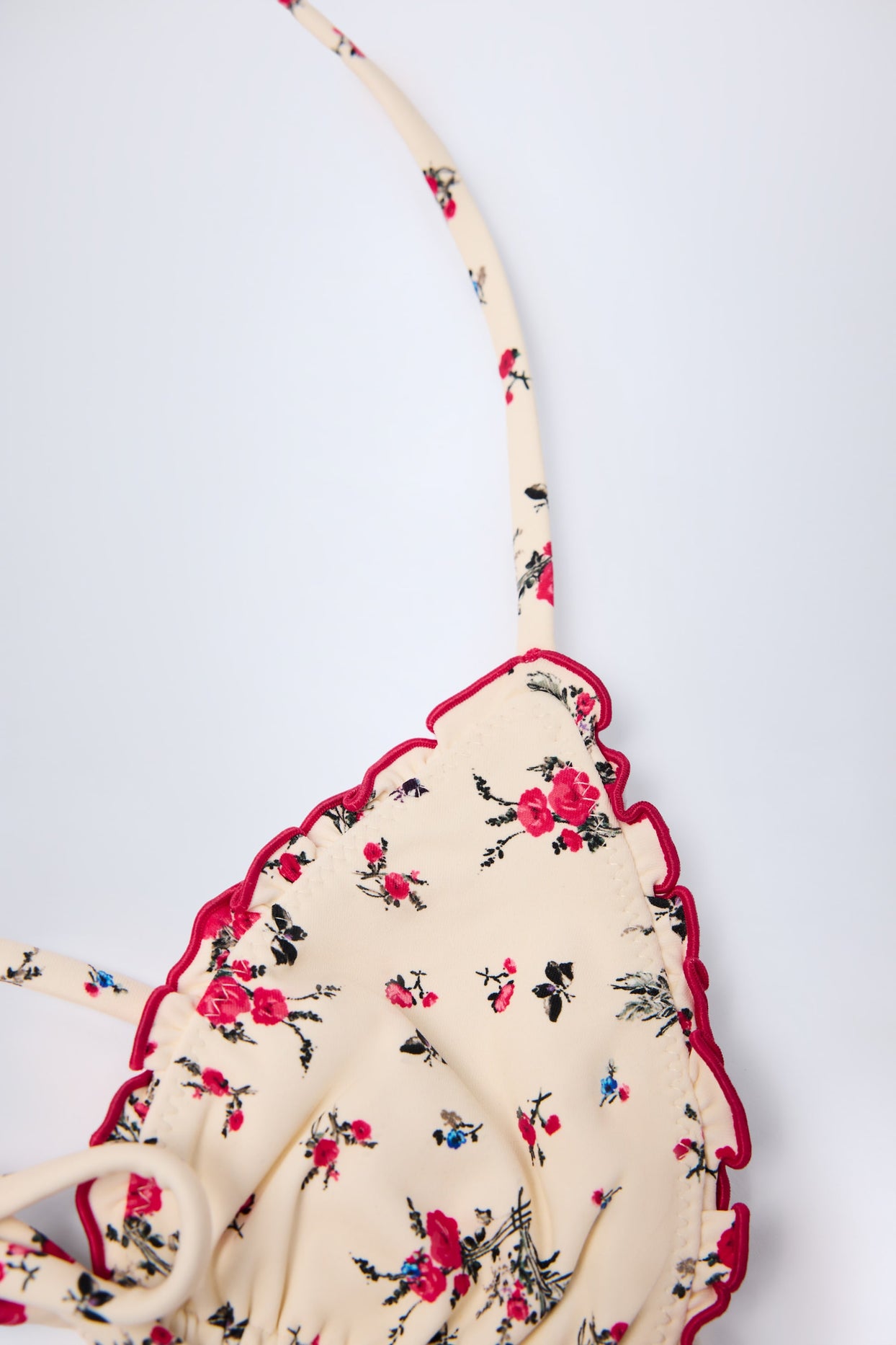 Micro Triangle Bikini Top in Red Floral - 7