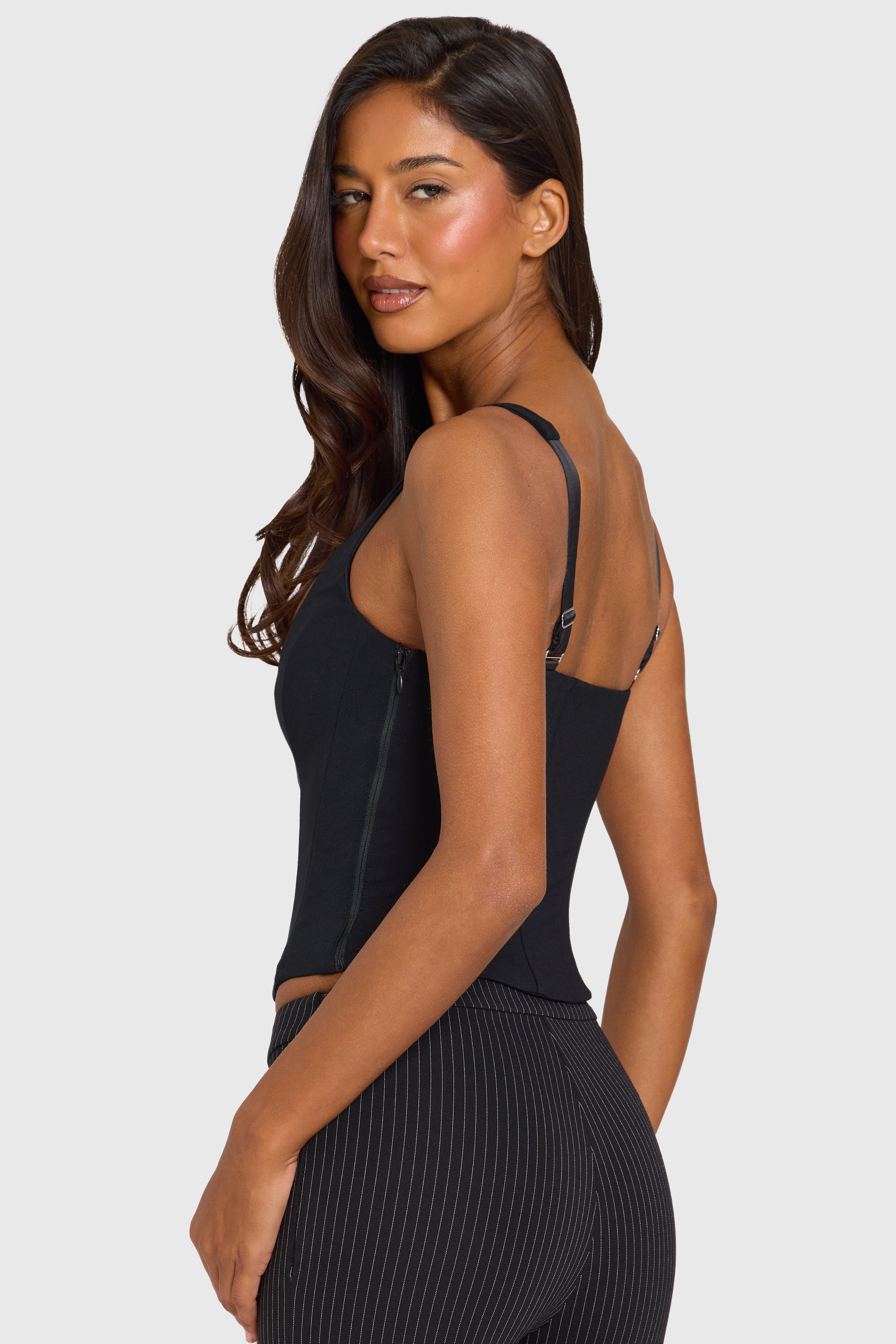 Ponte Corset Top in Black