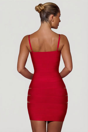 Cut-Out Bodycon Mini Dress in Red